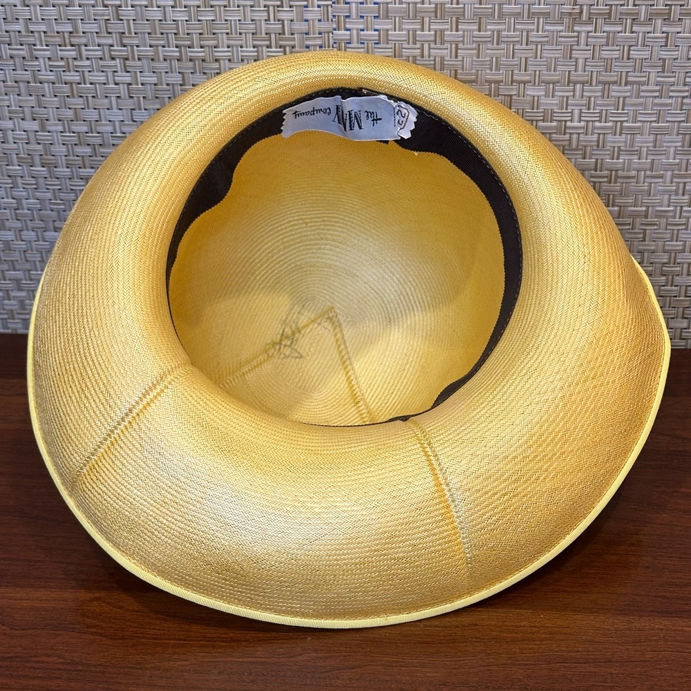 🌟2xHP🌟VTG 1950s-60s Canary Yellow Parasisal Fine Straw Boater Hat by The May Co. - Picture 8 of 12